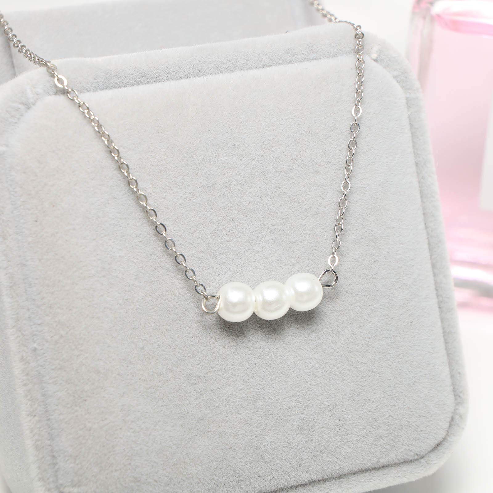 YienDoo Elegant Pearl Necklace for Women - Sterling Silver Three Pearl Pendant Chain Jewelry Gift for Her | Perfect for Weddings, Parties & Everyday Wear
