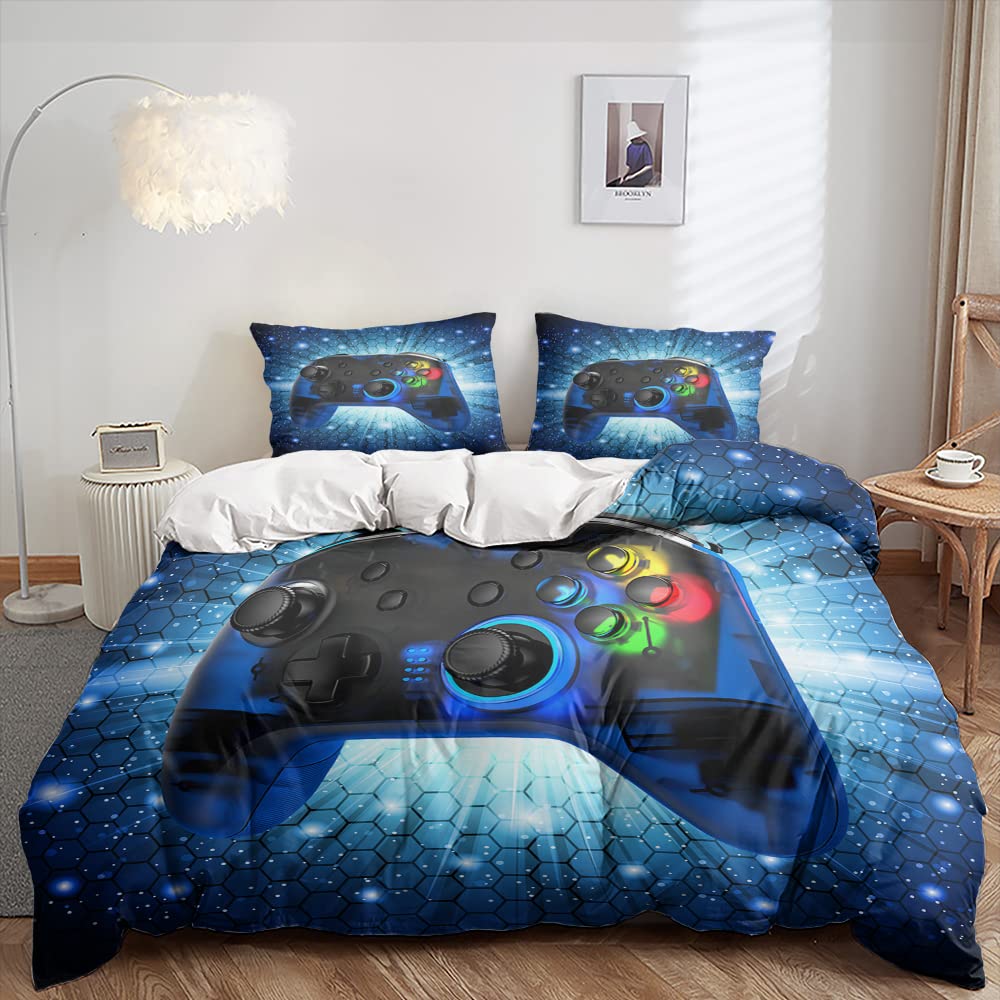 AILONEN Gaming Bedding Set for Boys - Twin Size Duvet Cover with 2 Pillow Shams - Video Game Themed Comforter Set for Teen Bedroom - Perfect for Gamers, Gamepad Controller Design - Ideal for Gaming Rooms, Sleepovers & Teen Boys' Bedrooms