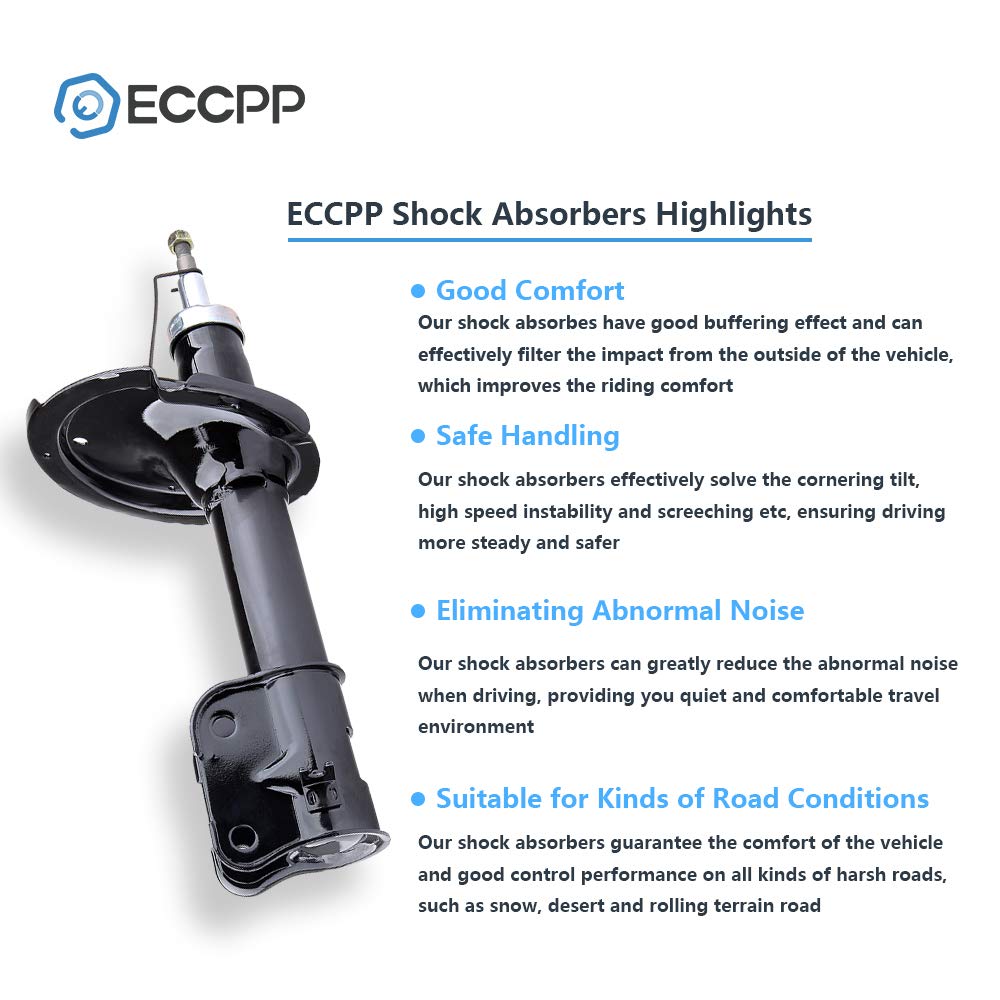 ECCPP Front Shock Absorbers Kit - Compatible with 2007-2009 Hyundai Santa Fe (334506, 334507, 72299, 72300) - 2-Piece Gas Strut Set for Smooth Ride & Enhanced Suspension - Perfect for Off-Roading, Daily Commute & Rough Terrain Driving