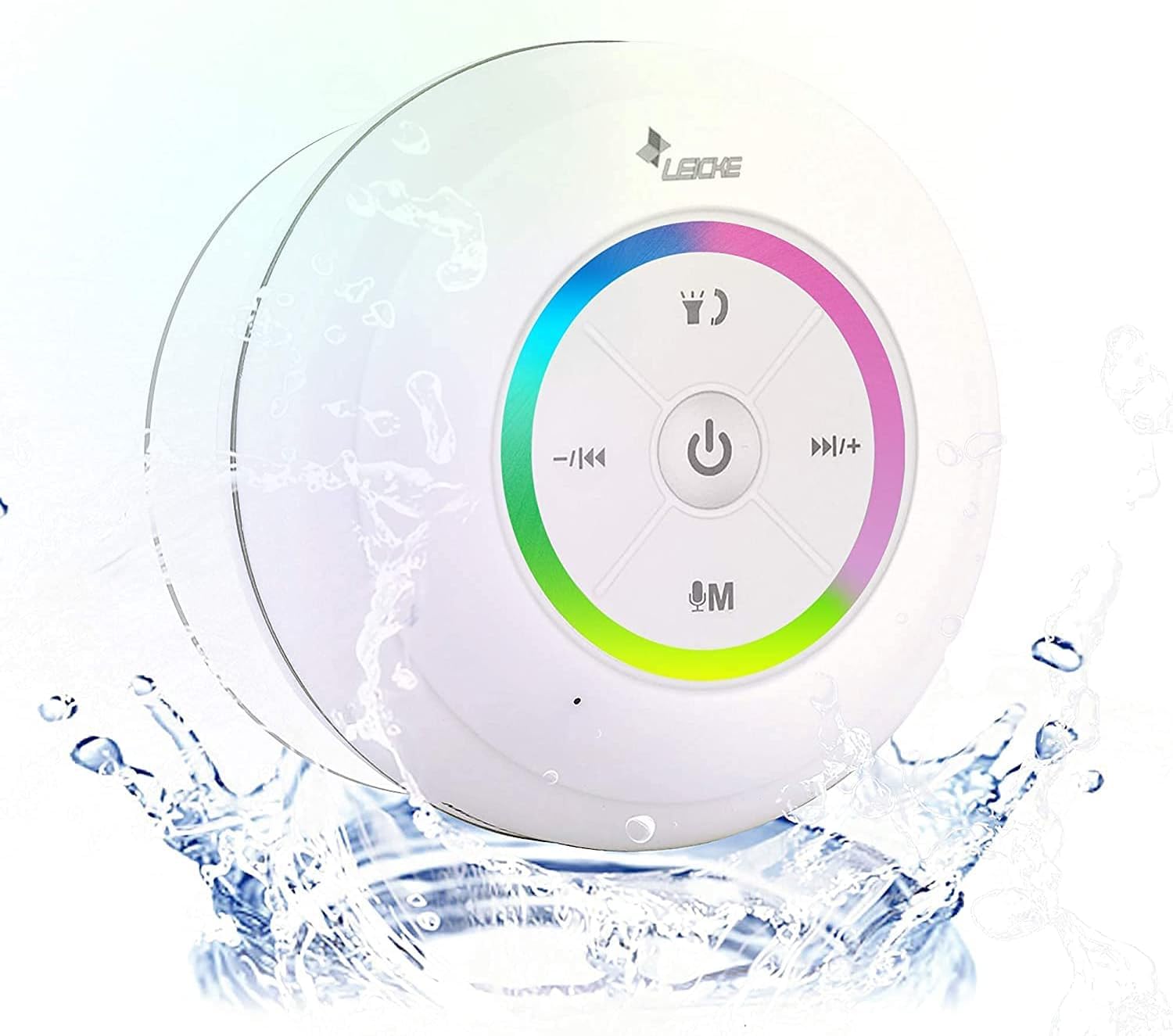 LEICKE Waterproof Bluetooth Shower Speaker with Suction Cup - Wireless Portable Speaker for Bathroom, Beach, Pool & Outdoor Use | IPX7 Dustproof Steamproof Shower Speaker for Music Lovers
