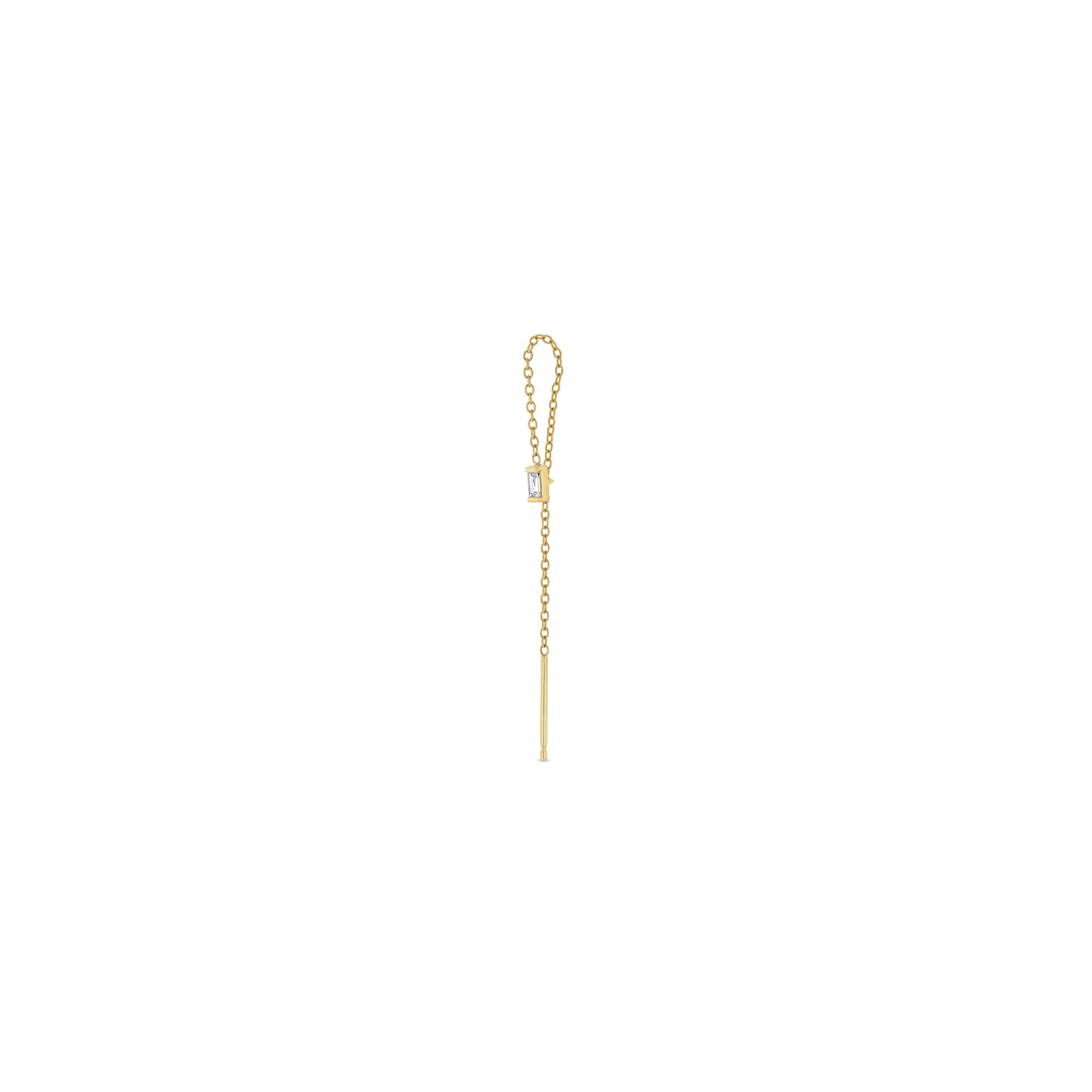 14K Gold Baguette Diamond Loop Threader Earrings for Women – Elegant Dangle Earrings for Parties, Weddings & Everyday Wear