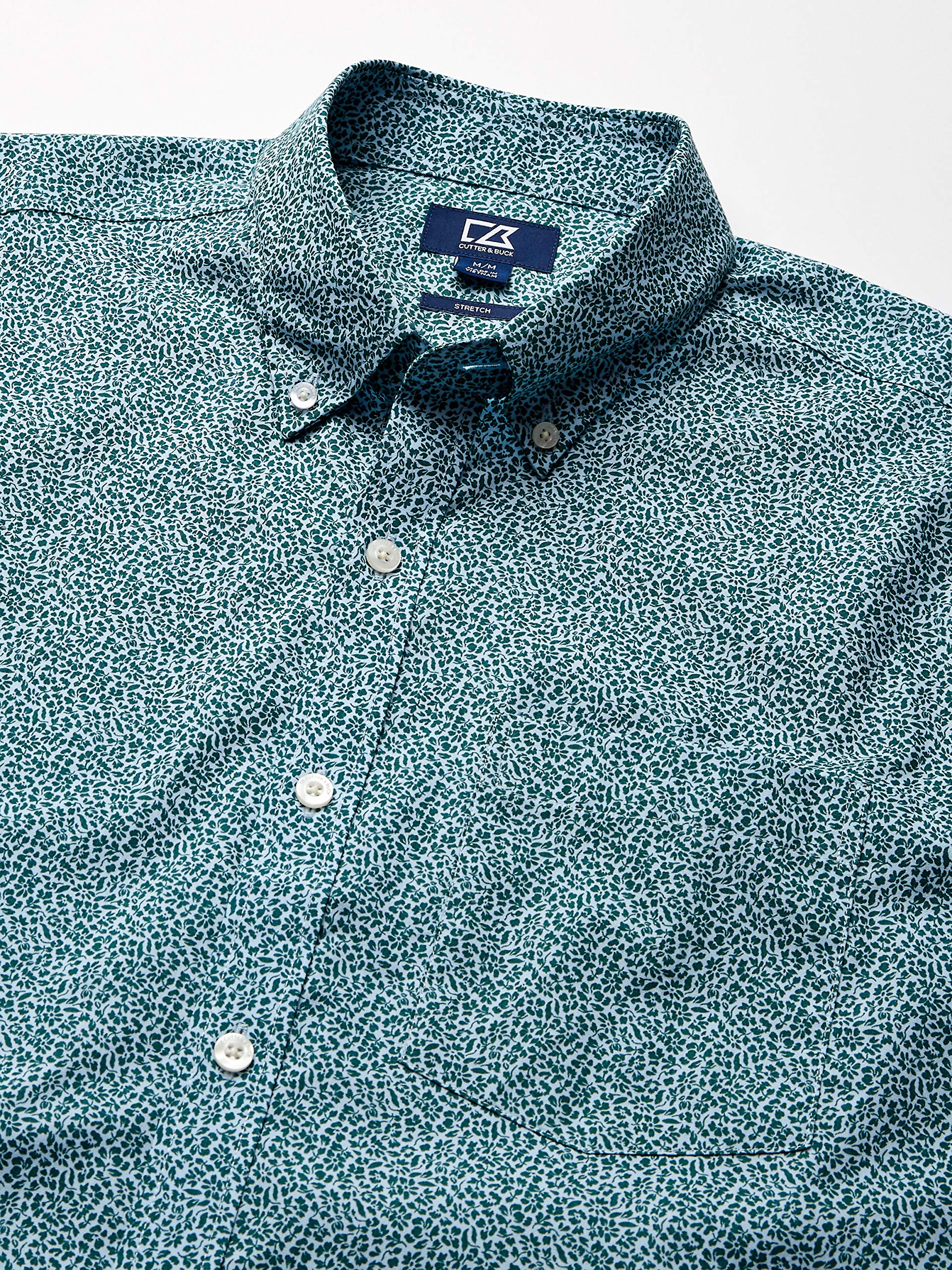 Cutter & Buck Men's Strive Short Sleeve Button Down Shirt with Leaf Print - Casual & Business Wear for Outdoor Activities & Office