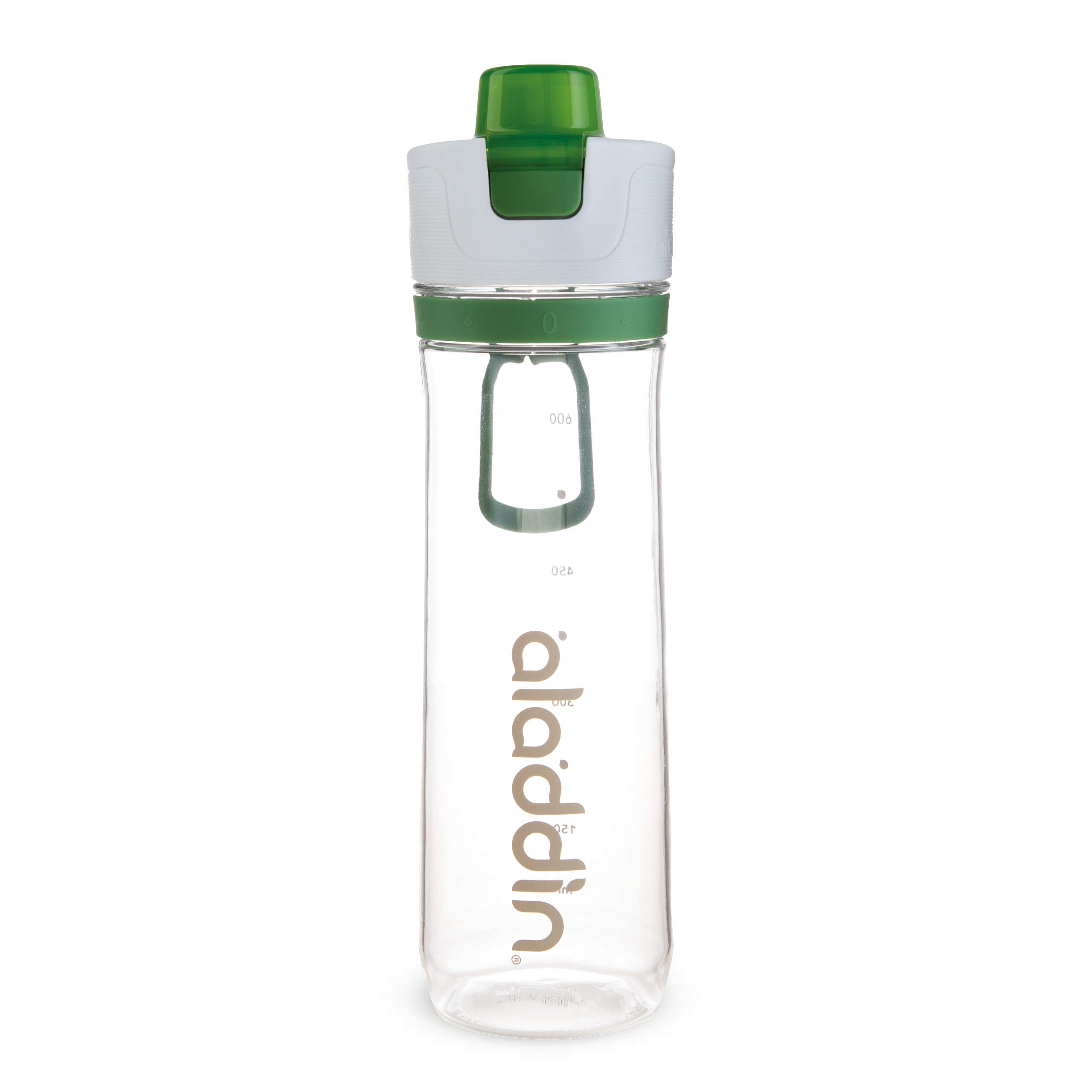 Aladdin Active Hydration Tracker Water Bottle - 0.8L (27oz) BPA-Free Smart Water Bottle with Time Markings - Green - Perfect for Gym, Hiking & Daily Hydration Tracking