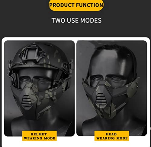 Tactical Airsoft Helmet with Safety Goggles & Half Face Mask - Military Style Paintball & Airsoft Protective Gear for CS, Airsoft Games, Outdoor Sports & Tactical Training