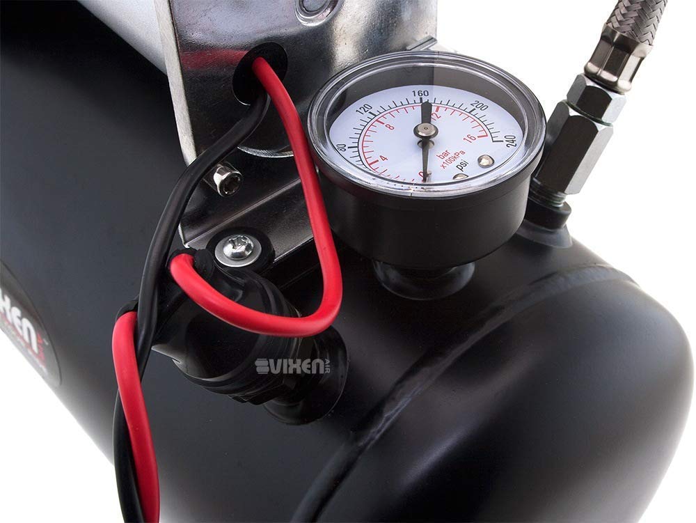 Vixen Horns 2 Gallon Air Tank & 150 PSI Compressor Kit (VXO8560) with Wiring Kit (VXK7599) Bundle - Perfect for Vehicle Air Suspension, Tire Inflation, and Off-Roading Accessories