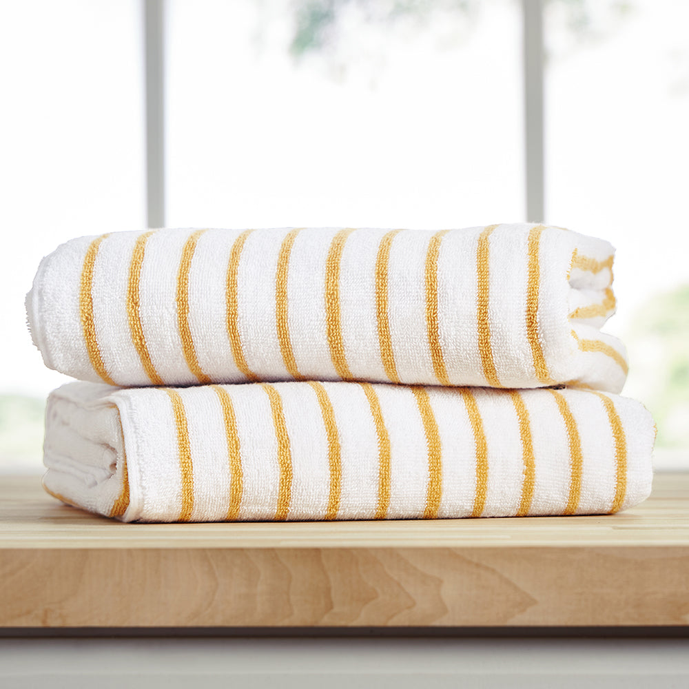 Premium 100% Cotton Cabana Towel Set - 2 Pack Soft Absorbent Beach Towels for Pool, Spa & Vacation - Quick Dry Bath Towels for Summer Travel & Outdoor Activities
