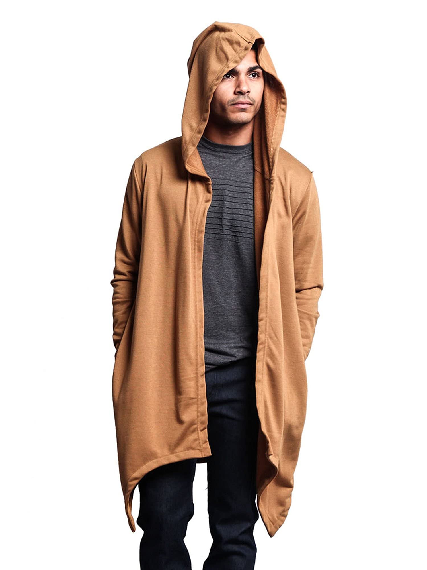 Men's Long Length Cloak Cardigan Hoodie - Stylish Warm Winter Coat with Hood - Perfect for Outdoor Activities, Cosplay & Casual Wear
