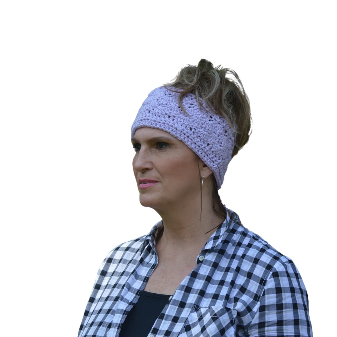 Crochet Ear Warmer Headband for Women - Soft Stretch Handmade Winter Accessory in Orchid Lavender - Perfect for Skiing, Running & Outdoor Activities