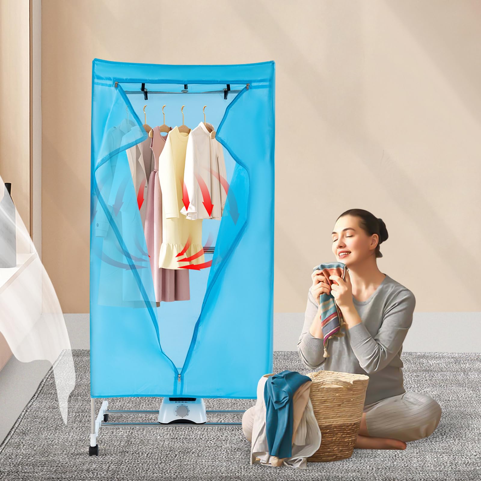 Portable Electric Clothes Dryer - 1000W 110V Compact Laundry Drying Rack with Timer & Quiet Operation - Perfect for Home, Apartment, Dorm, RV & Travel Use