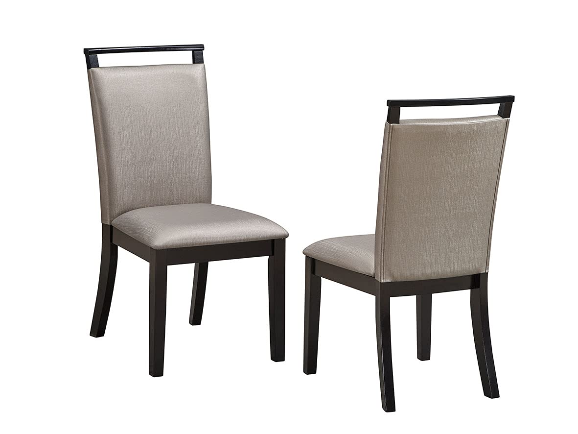 Kings Brand Furniture - Austin Upholstered Dining Room Side Chairs, Set of 2, Gray/Cappuccino - Modern Kitchen & Dining Room Accent Chairs for Home Decor