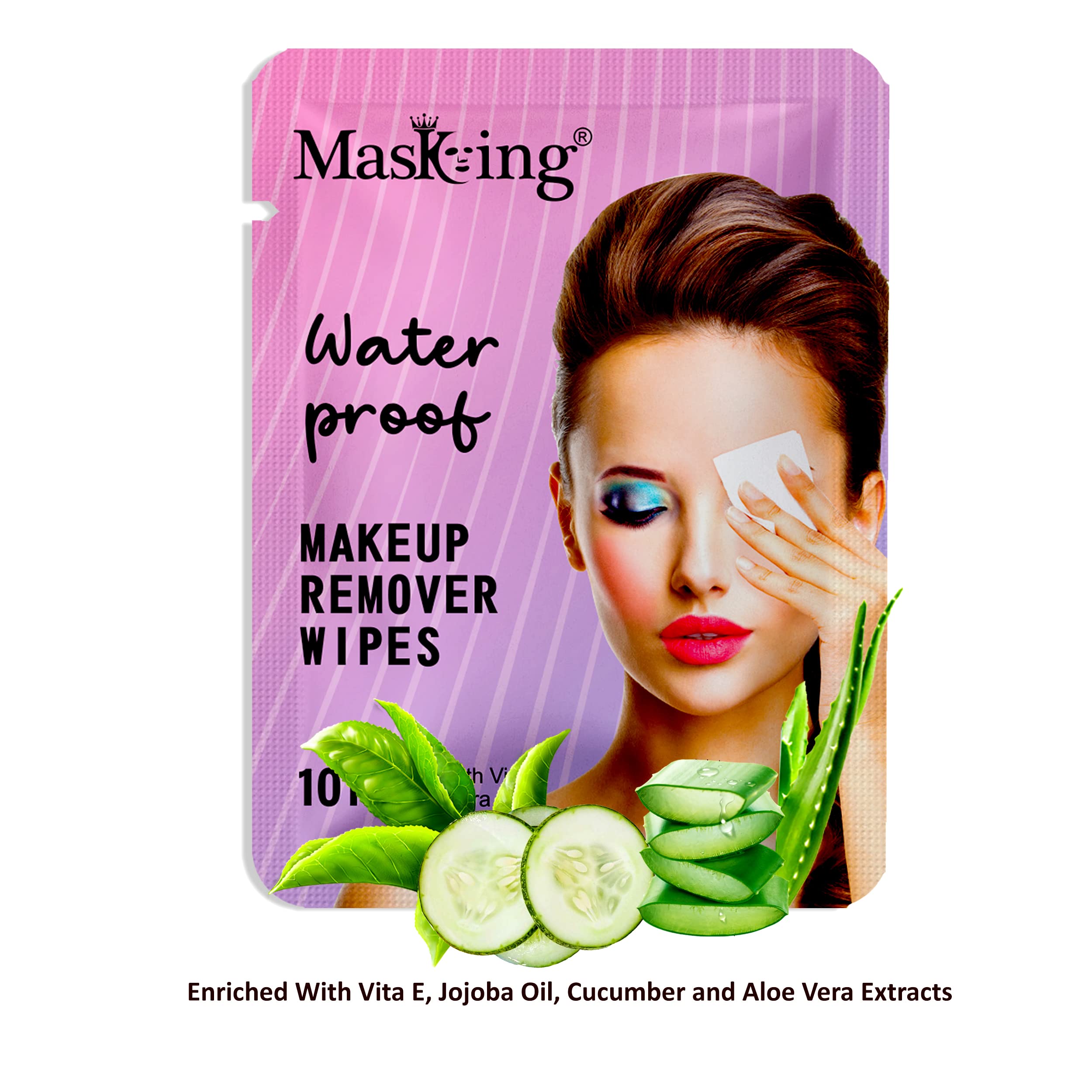 MasKing Waterproof Makeup Remover Wipes - Gentle Facial Cleansing with Aloe Vera, Cucumber & Vitamin E - 3 Packs (30 Count) - Perfect for Travel, Gym & Daily Skincare Routine