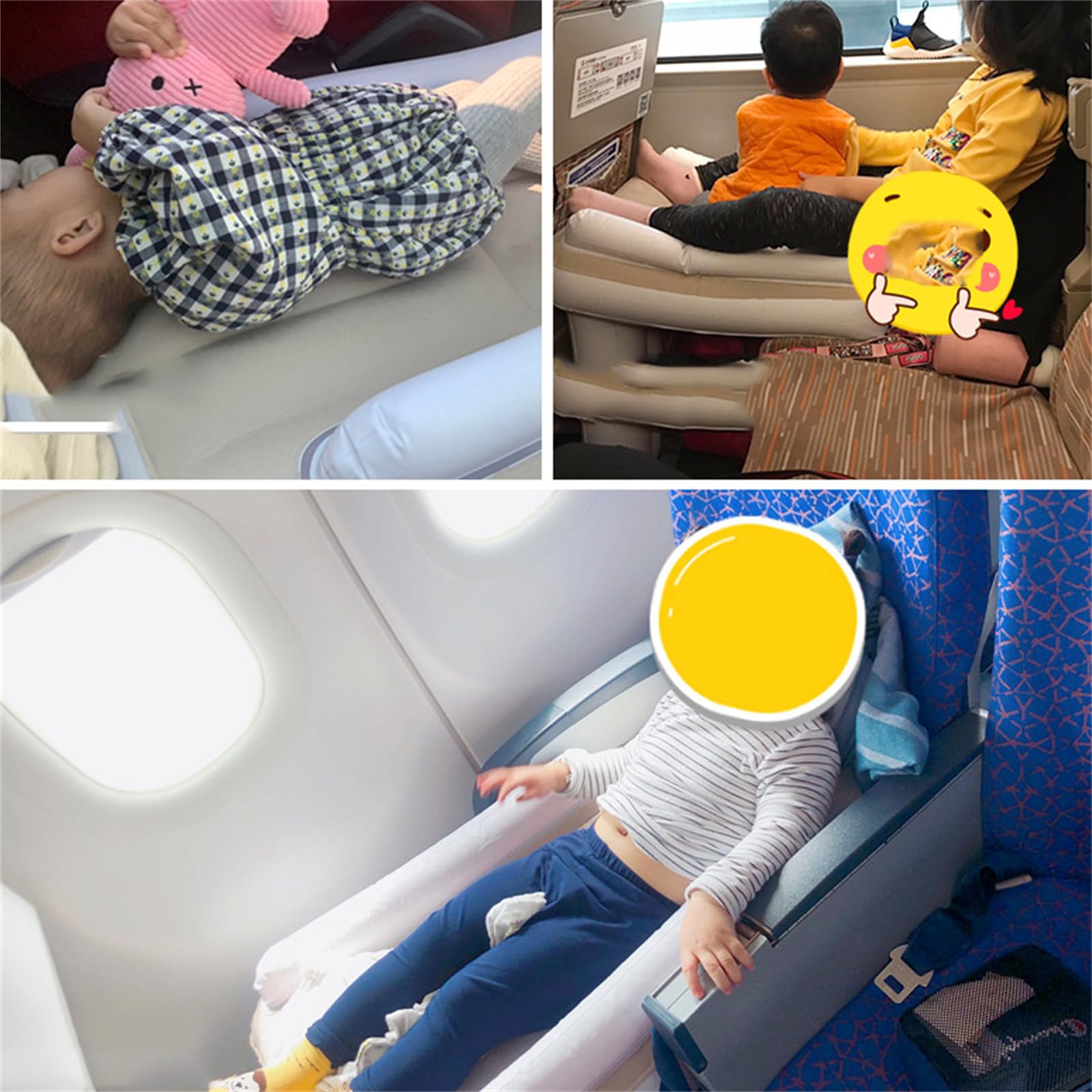 Inflatable Airplane Bed for Kids - Portable Toddler Travel Mattress with Pump for Car, Plane & Camping | Comfortable Back Seat Bed for Indoor & Outdoor Use on Road Trips, Flights & Family Vacations