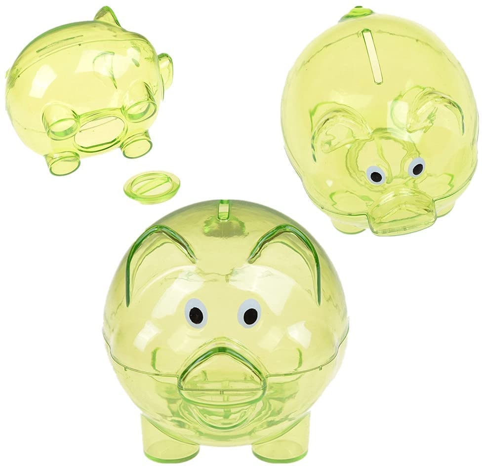 Transparent Cartoon Piggy Bank - 4 Color Plastic Money Saving Jar for Kids & Adults (Blue, 10x7x8cm) - Perfect for Birthday Gifts, Allowance Savings & Coin Collection