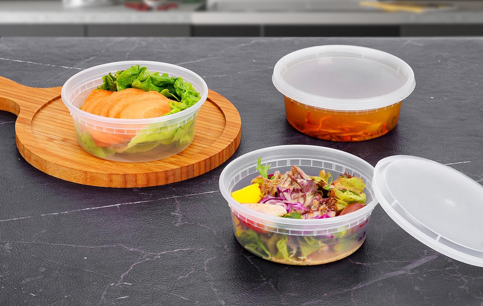 8 oz (25 Sets) BPA-Free Plastic Deli Food Storage Containers with Airtight Lids - Microwave, Freezer & Dishwasher Safe | Heavy-Duty Leakproof Meal Prep Containers | Perfect for Leftovers, Lunches & Food Storage