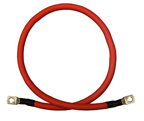 1/0 AWG Gauge Pure Copper Battery Cables - Red & Black Set (7 Feet) with 3/8