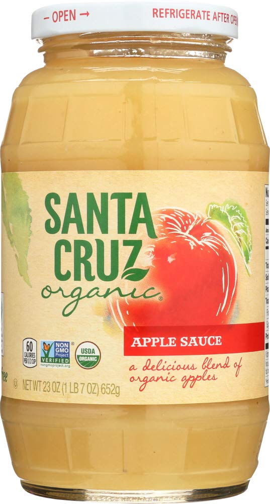 Organic Apple Sauce by Santa Cruz, 23oz (Pack of 12) – Unsweetened, Gluten-Free, Non-GMO – Perfect for Kids Lunchboxes, Healthy Snacks & Baking Recipes