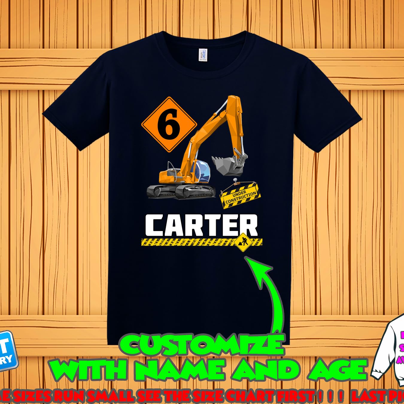 Custom Excavator Birthday Shirt for Kids & Adults - Personalized Construction Theme Family Matching T-Shirts for Boys, Girls & Parents | Perfect for Construction Birthday Parties & Family Events