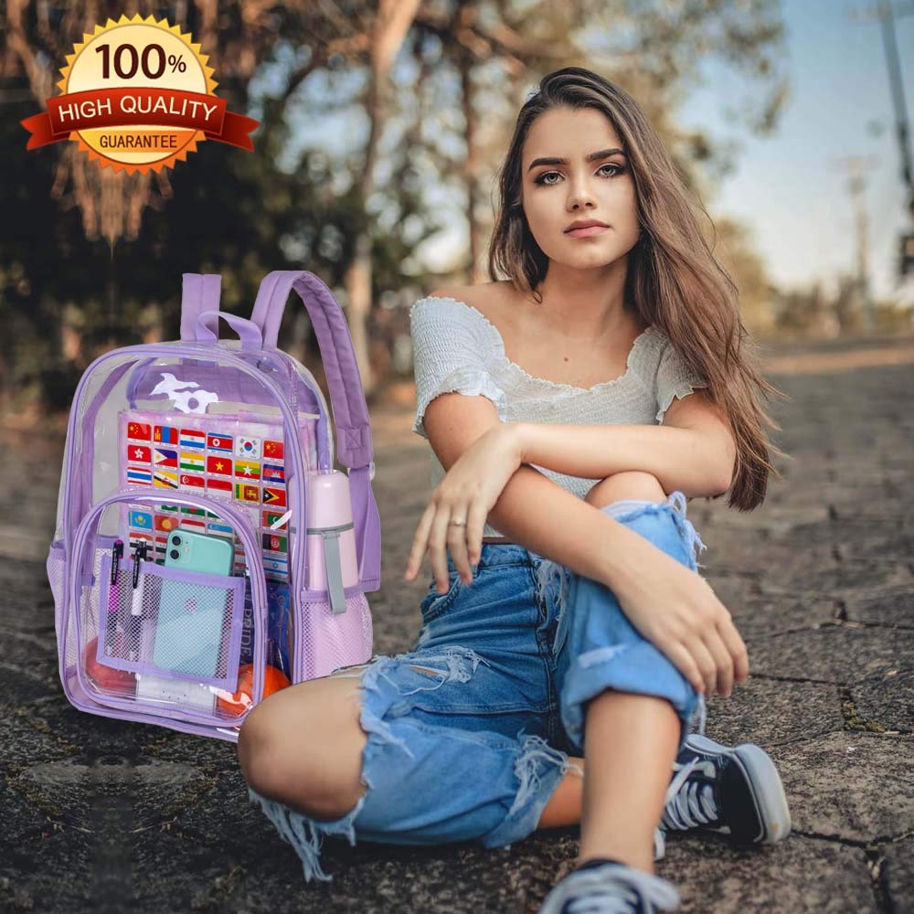 Clear Backpack for School & Travel - Heavy Duty Transparent See-Through Bookbag with Multiple Pockets | Perfect for Airport Security, Concerts, Stadiums & Work