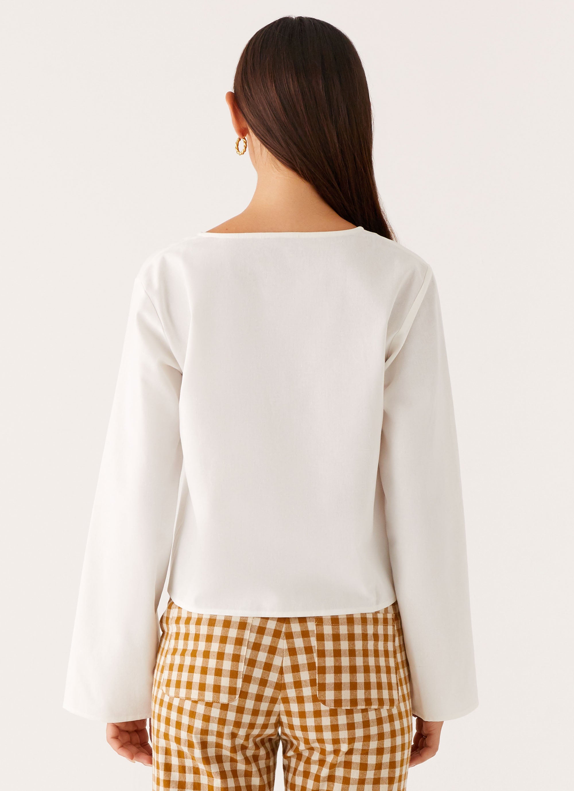 Isabelle Tie Front Top for Women - Elegant White Blouse for Casual & Office Wear | Perfect for Summer Outfits & Layering
