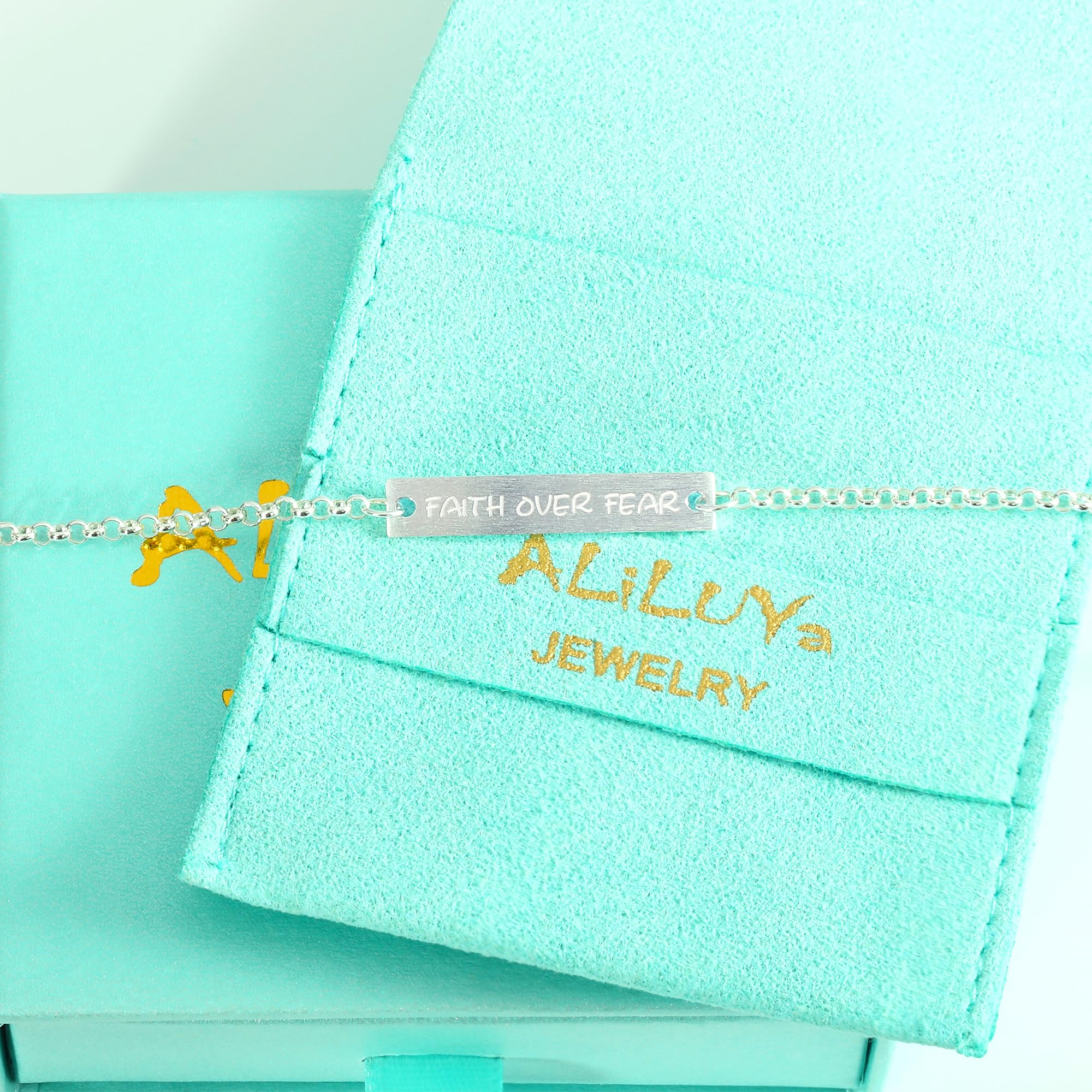 Faith Over Fear Bracelet for Women - 925 Sterling Silver Engraved Bible Verse Bracelet, Inspirational Christian Jewelry Gift for Her | Perfect for Daily Wear, Church, Prayer & Spiritual Encouragement by ALiLuYa