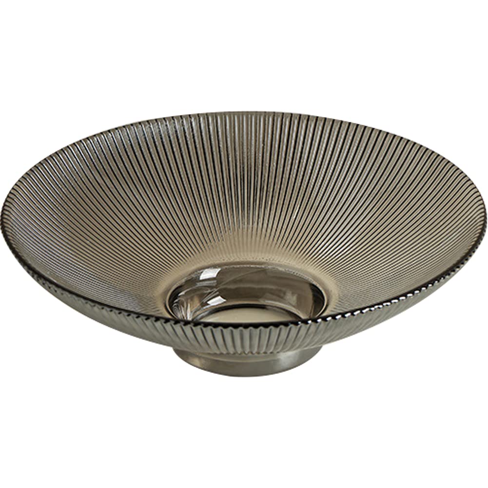Clear Glass Footed Round Pedestal Bowl - 9.6 Inch Decorative Serving Dish for Fruits, Desserts, Nuts | Elegant Kitchen Counter & Table Centerpiece | Perfect for Parties, Weddings & Home Decor