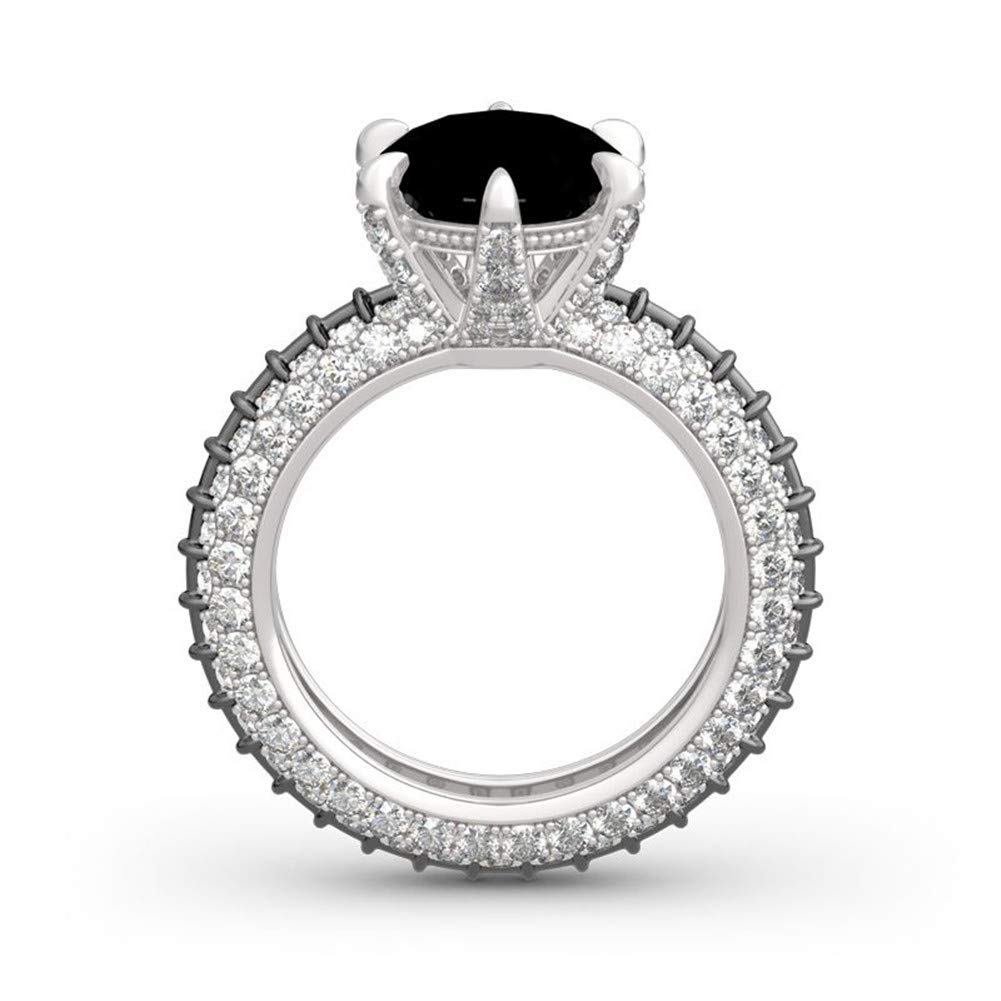 1.5 Carat Black Diamond Engagement Ring for Women - 925 Sterling Silver Round Cut Cubic Zirconia Eternity Band - Anniversary, Promise & Romantic Jewelry Gift (Perfect for Weddings, Proposals & Special Occasions)
