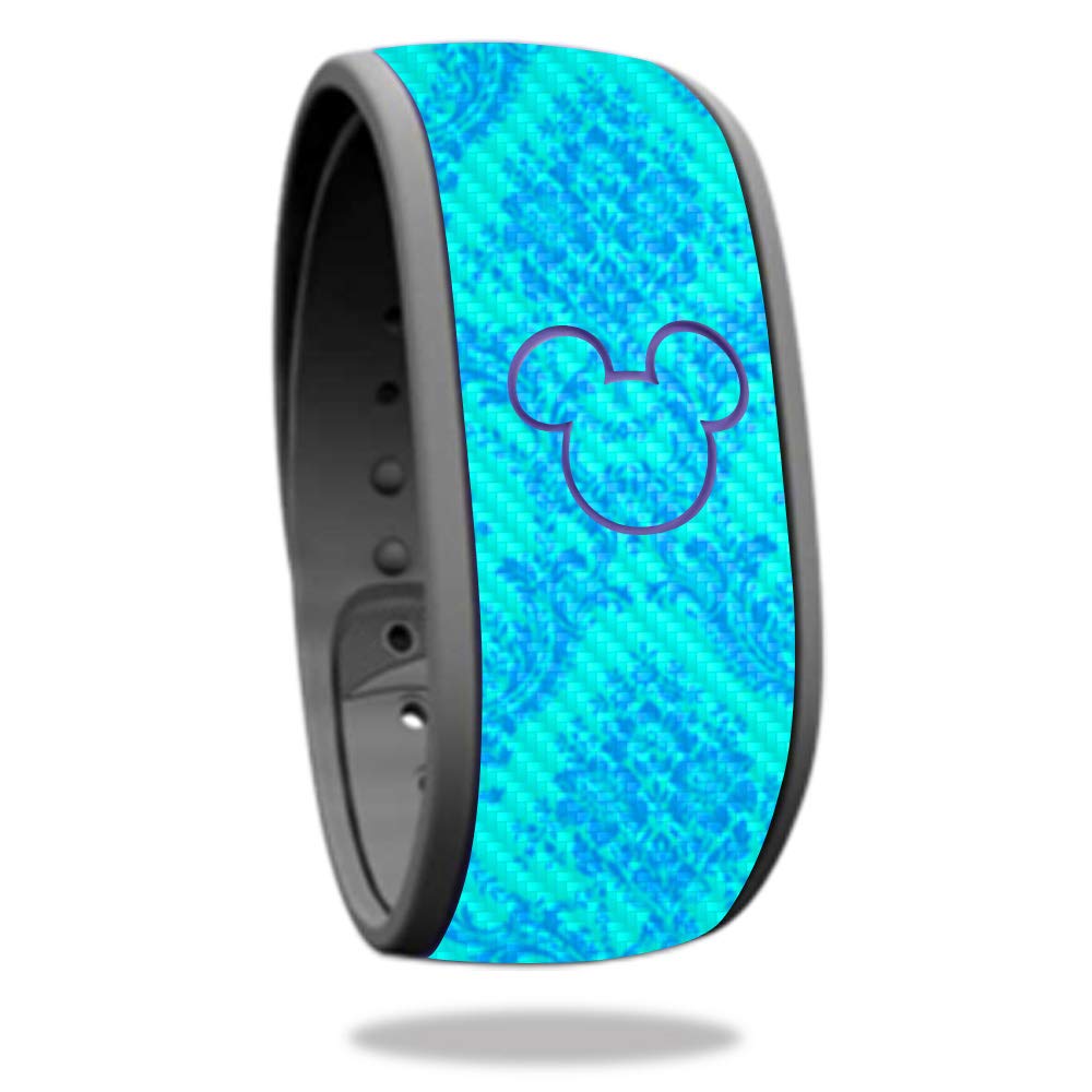 Premium Carbon Fiber Skin for Disney MagicBand - Blue Vintage | Protective & Durable Textured Cover | Easy to Apply & Remove | USA Made | Perfect for Theme Park Visits & Disney Vacations