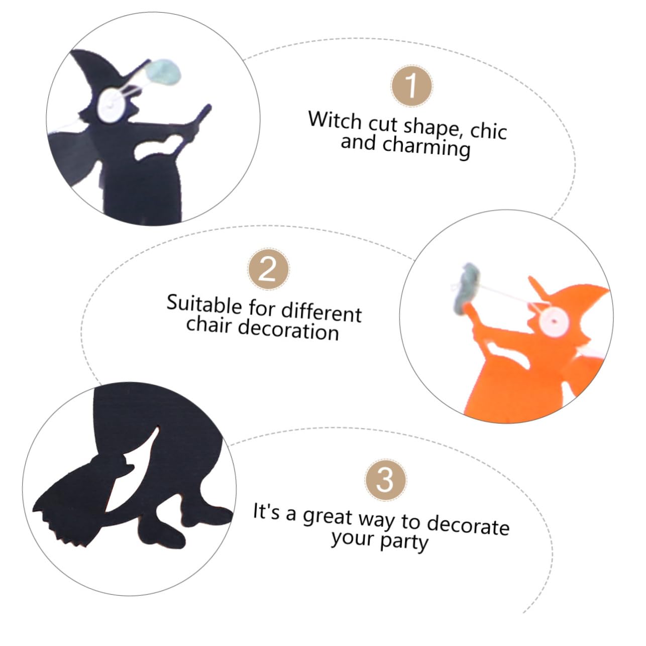 VICASKY 4-Piece Witch Pulls Flags with Flowers - Halloween Party Decorations, Hanging Bunting Banner for Witch-Themed Parties, Home & Outdoor Halloween Decor