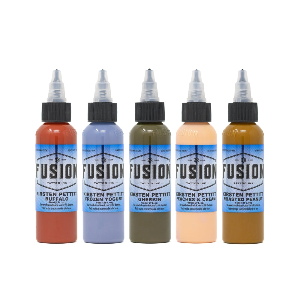 Kirsten Pettitt 5 Bottle Signature Ink Set - Professional Fusion Tattoo Ink for Artists - Choose Your Size - Perfect for Tattoo Shops, Body Art & Permanent Makeup