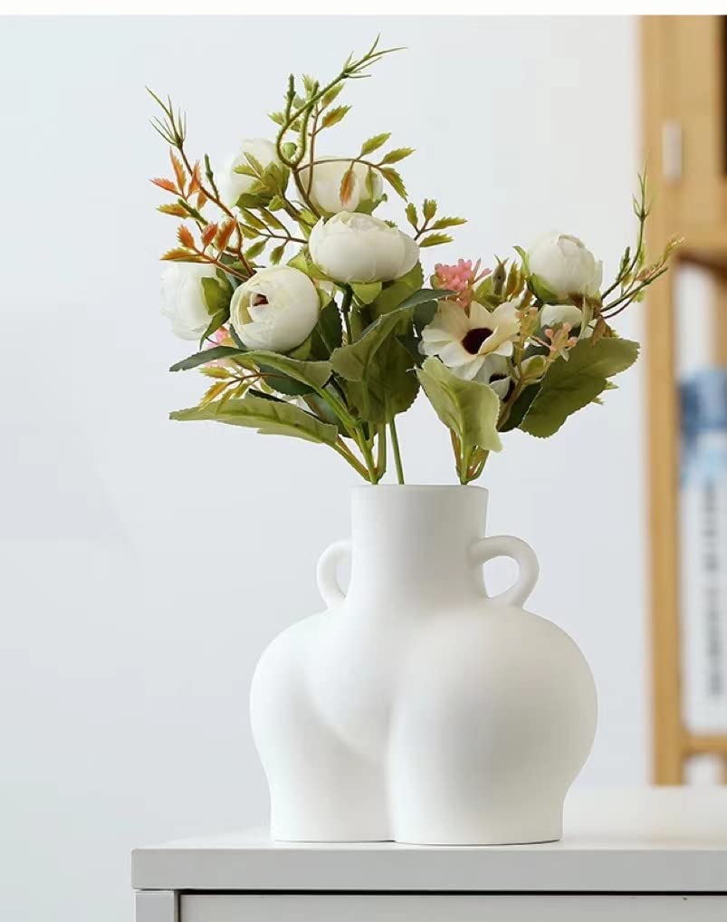 JYYBN Ceramic Human Body Sculpture Vase - White Artistic Tabletop Decor for Flowers & Plants | Modern Home & Office Decoration | Unique Gift Idea for Interior Design Lovers
