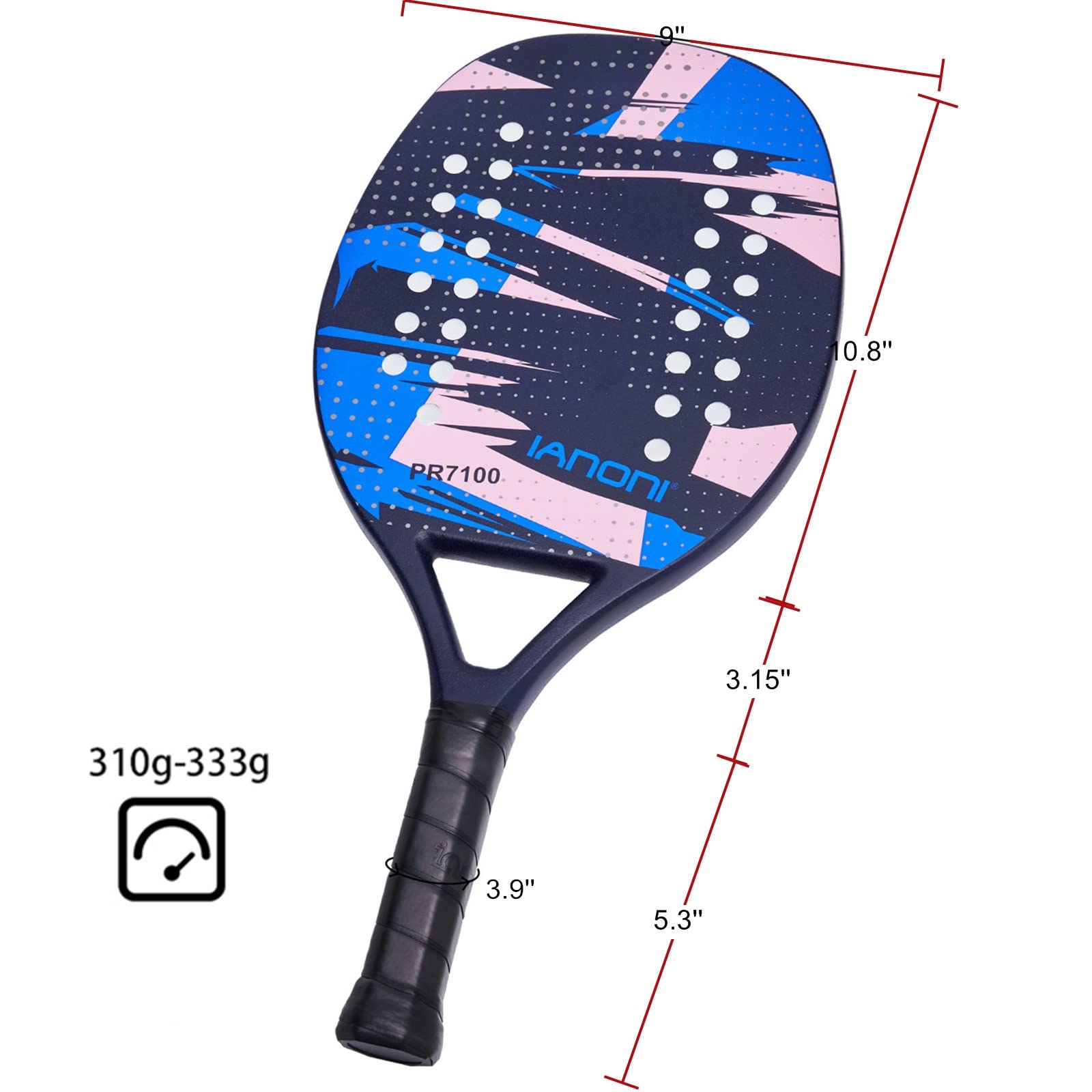 Premium Carbon Fiber Beach Tennis Paddle with EVA Memory Foam Core - Lightweight & Durable Racket for Outdoor Beach Games, Backyard Fun & Water Sports