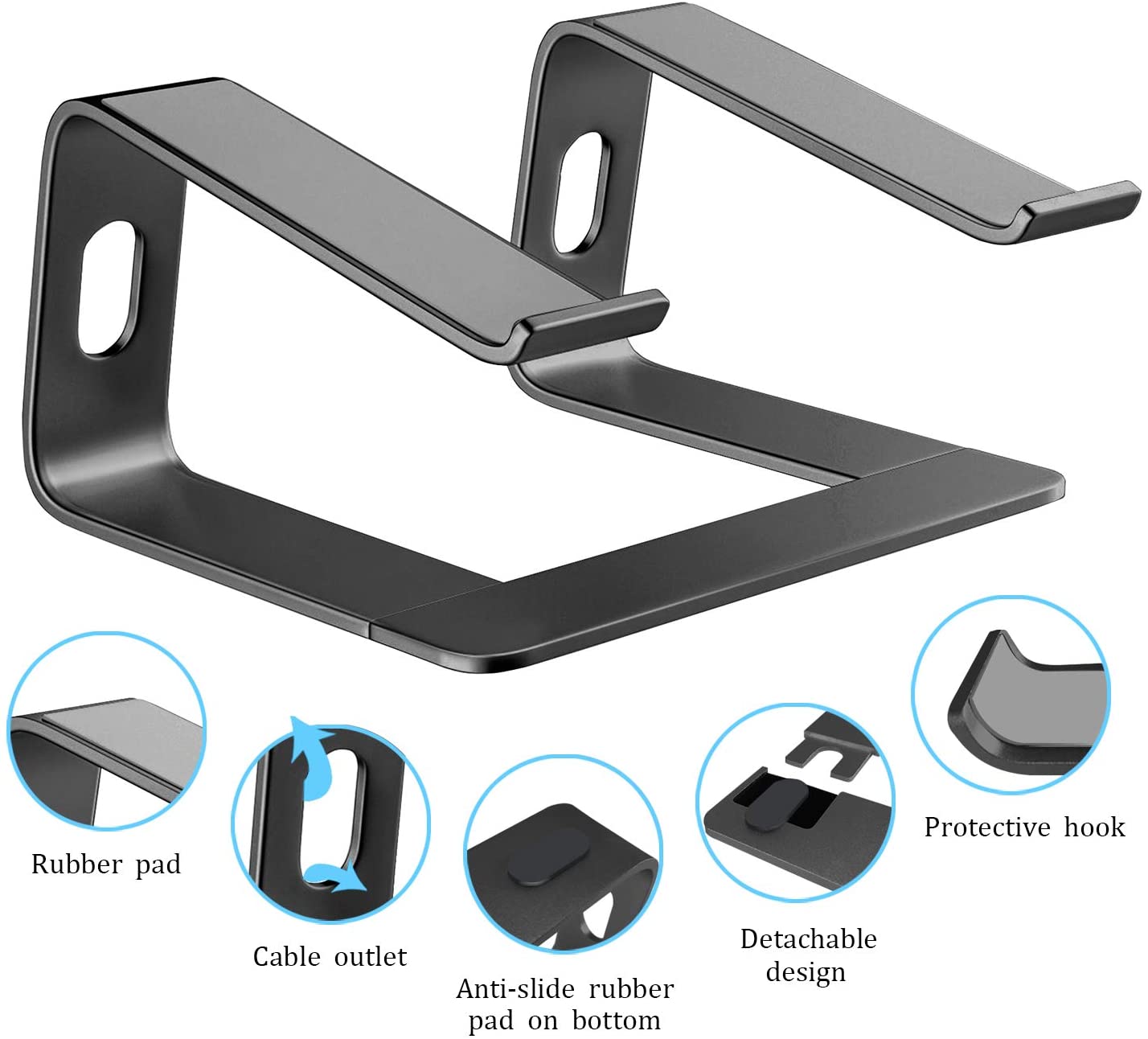 Ergonomic Aluminum Laptop Stand for Desk - Adjustable Height & Portable Computer Riser for MacBook, iPad - Perfect for Home Office, Gaming & Workstation Setup