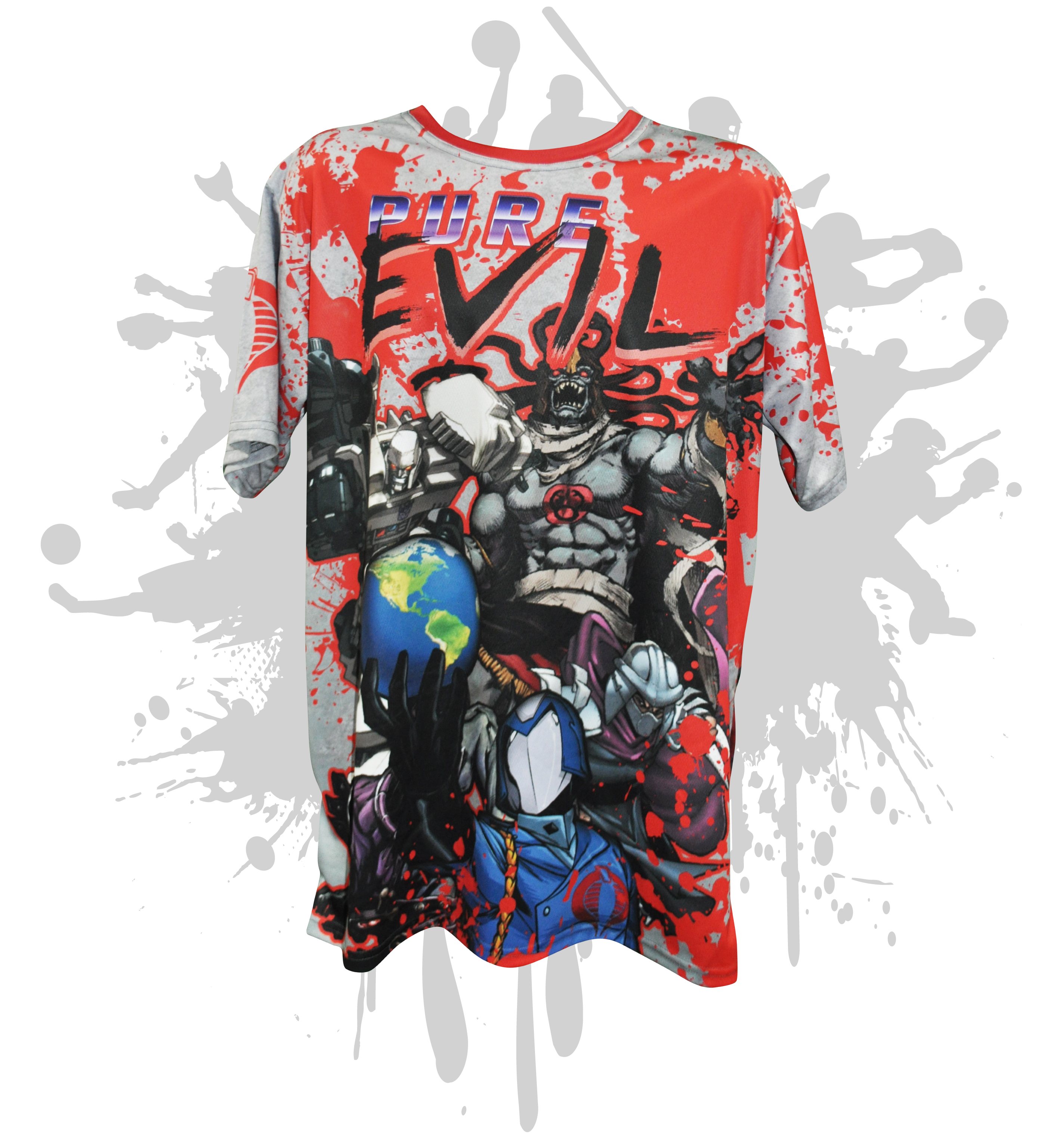 80's Villains Men's Full Dye Jersey - Pure Evil Retro Style for Cosplay, Halloween & 80s Themed Parties