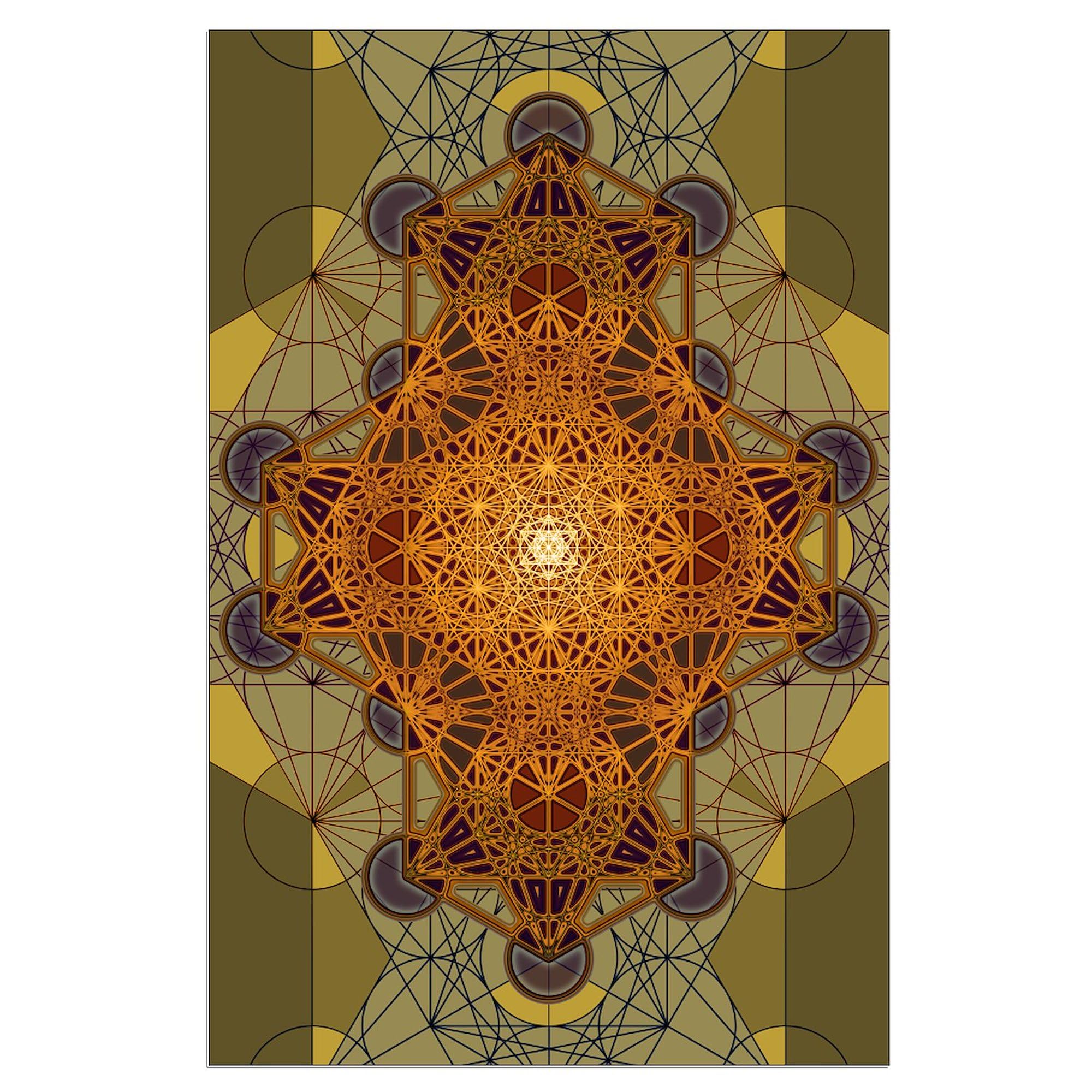 Sacred Geometry Metatron's Cube Mandala Poster - 23x35 Inches - Heavy Semi-Gloss Paper Wall Art - Perfect for Meditation Rooms, Yoga Studios & Spiritual Decor