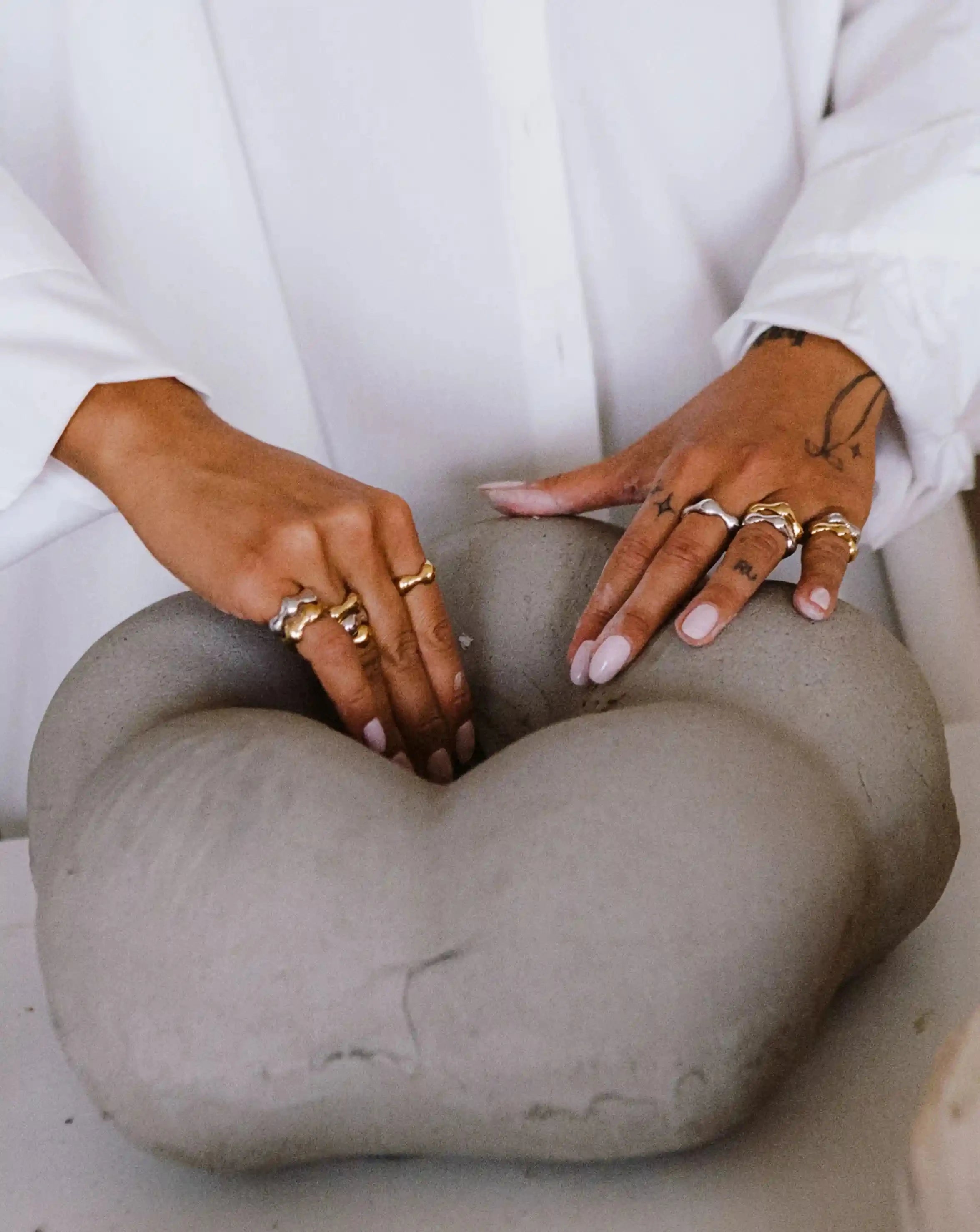 Eny Puffy Stacking Ring Set - Silver Plated Adjustable Rings for Women - Perfect for Layering, Everyday Wear & Gift Giving