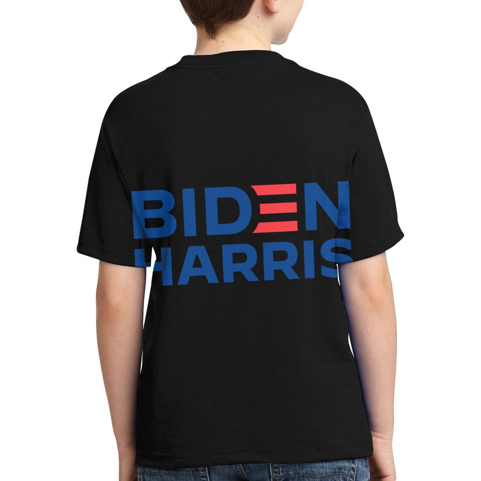 Biden 3D Printed Crew Neck T-Shirt for Teen Boys - Fashion Short Sleeve Black Cotton Shirt - Perfect for School, Casual Wear & Political Events