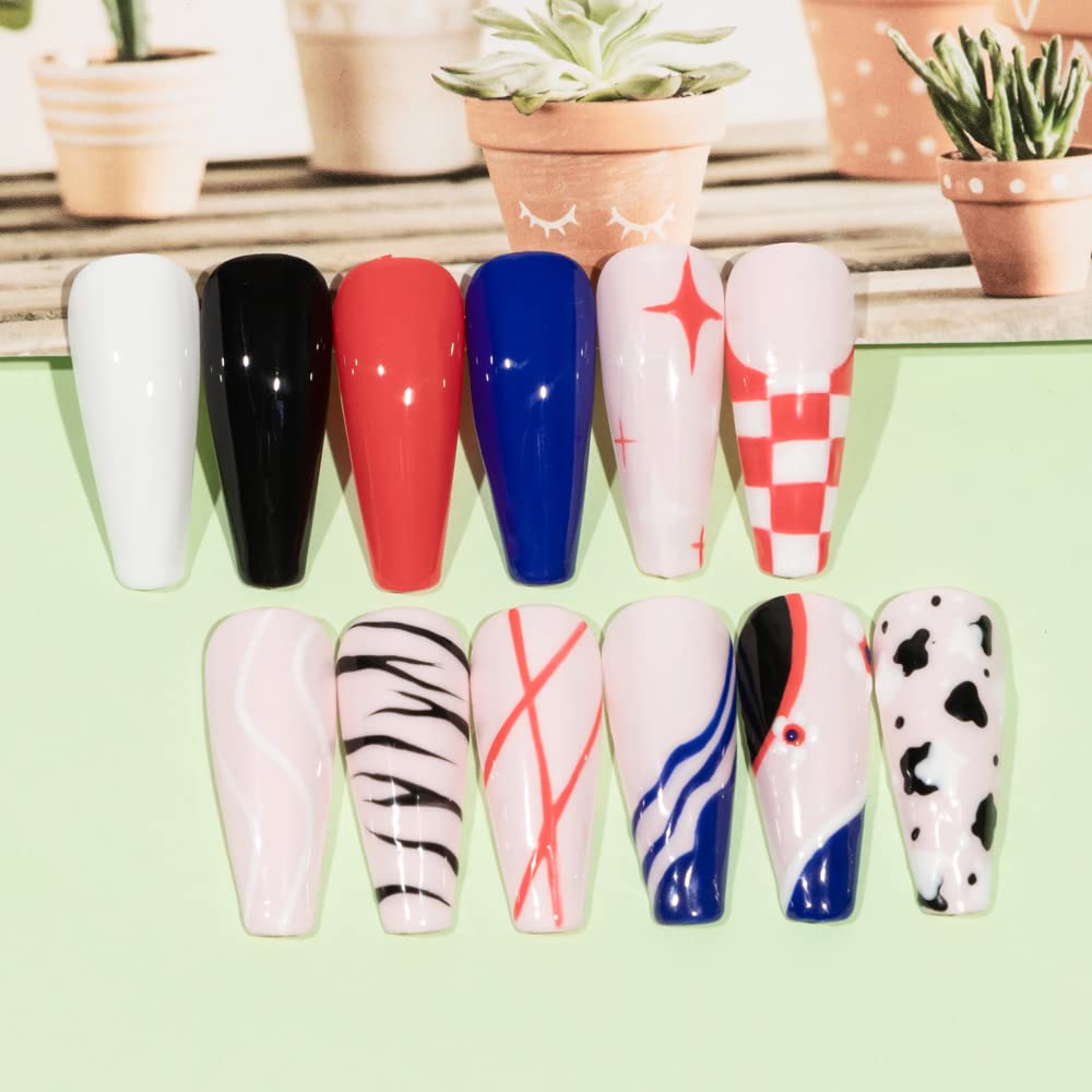 MIZHSE 7ml Gel Liner Nail Art Paint - Black, White, Blue, Red Spider Line Gel for French Manicure & Swirl Designs | Professional Nail Art Kit for Salon & Home Use