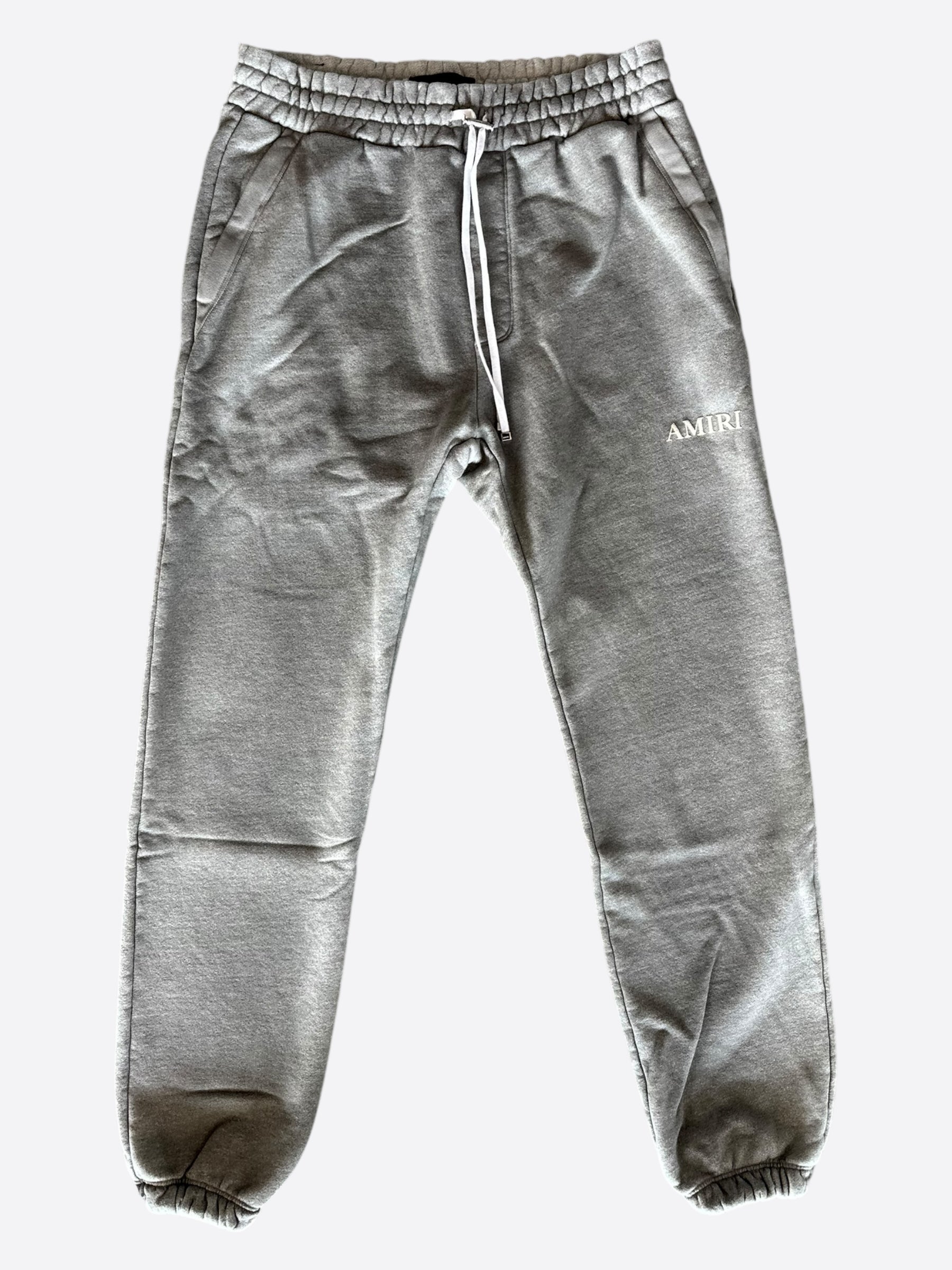 Amiri Grey & White Puff Logo Sweatpants - Men's Luxury Joggers for Casual Wear & Street Style Fashion