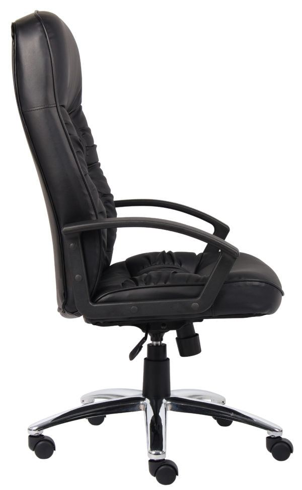 Premium Boss High Back LeatherPlus Executive Office Chair with Chrome Base B7301C - Ergonomic Desk Chair for Home & Office Workspaces