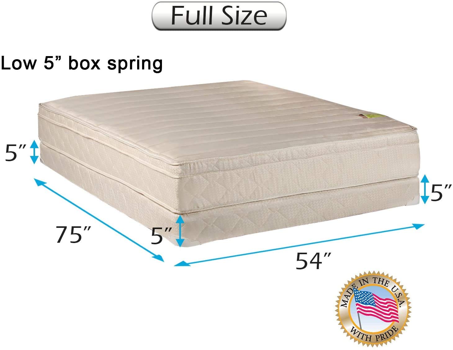 Firm Eurotop Full Mattress & Box Spring Set - Orthopedic Support for Bedrooms