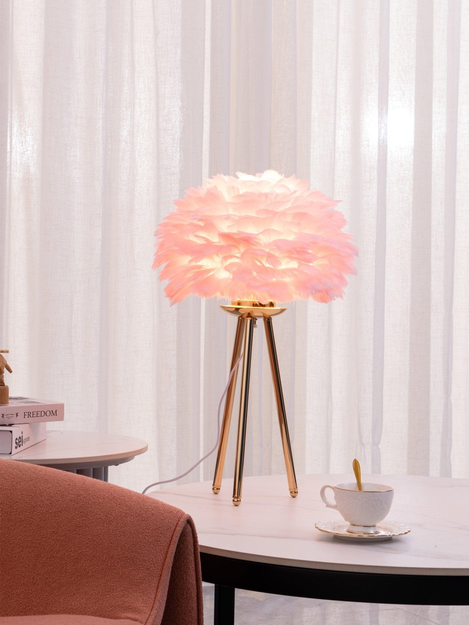 Elegant Goose Feather Table Lamp - Soft Warm White Light for Bedroom, Living Room & Office Decor - Perfect for Cozy Nights & Relaxing Ambience