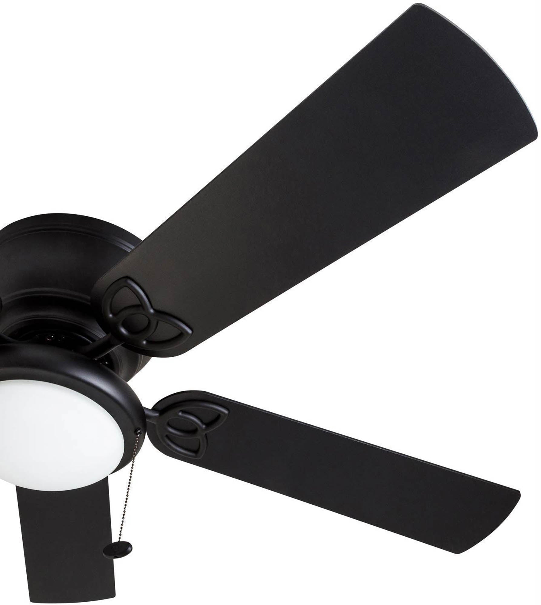52 Inch Benton Matte Black Ceiling Fan with Pull Chain - Energy Efficient Indoor/Outdoor Fan for Living Room, Bedroom, or Patio