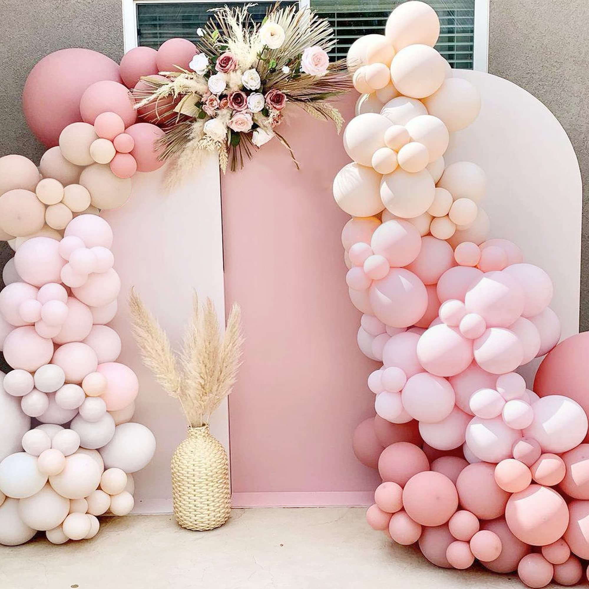 Boho Pink Balloon Arch Garland Kit - Dusty Rose & Blush Pink Double Stuffed Balloons for Baby Showers, Birthdays, Weddings & Bridal Showers | Perfect for Nursery Decor, Gender Reveals & Party Backdrops