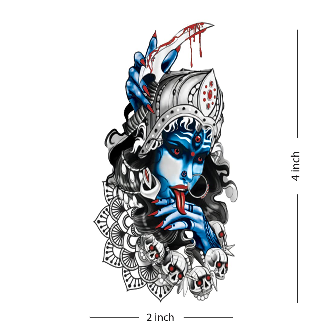 Waterproof God Kali Mata Temporary Tattoo for Men & Women - Long Lasting Fake Body Art for Festivals, Cosplay & Spiritual Events