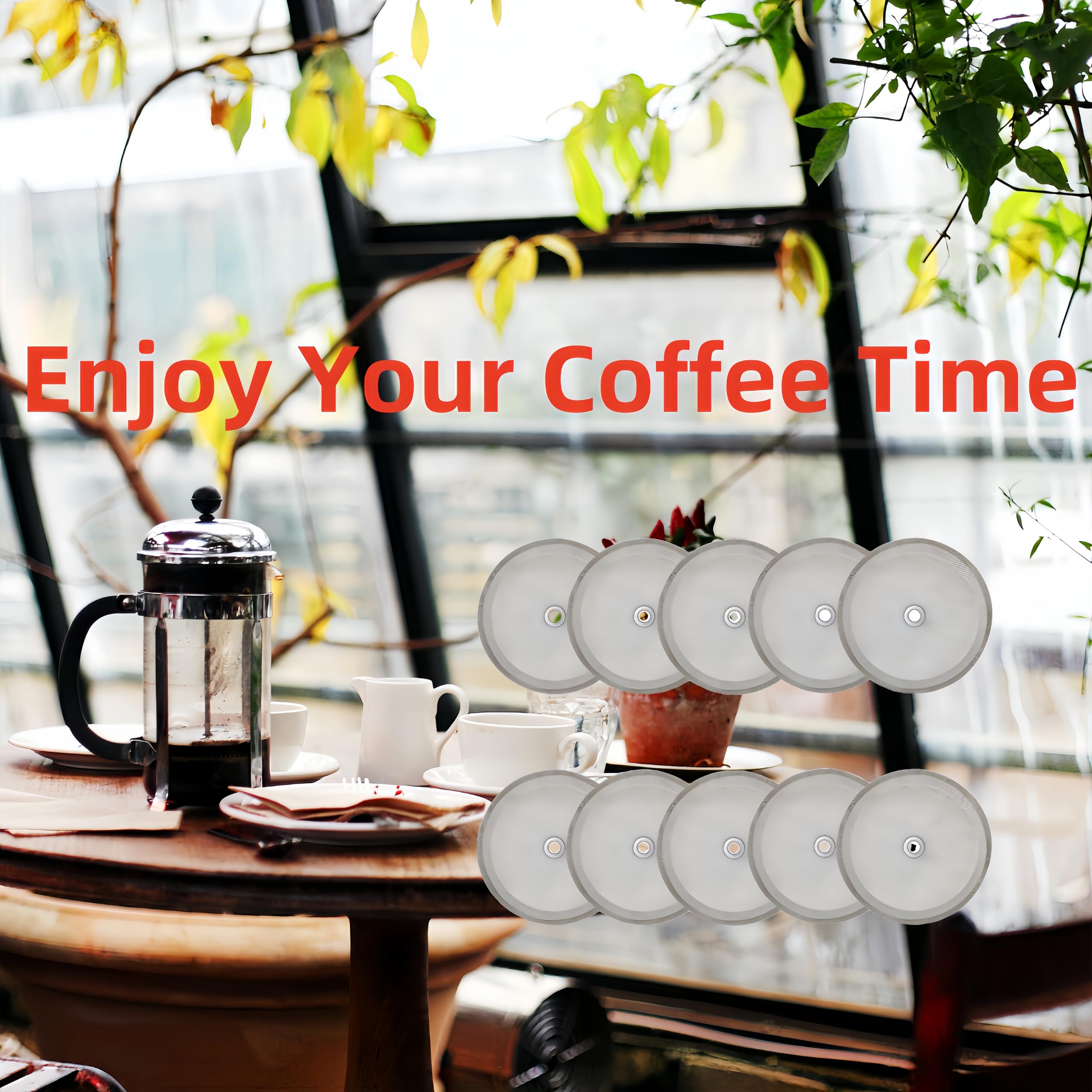 10-Pack Stainless Steel French Press Filter Screens - Universal 4 Inch Replacement Mesh for 1000ml (34oz/8 Cup) Coffee Makers & Tea Infusers - Durable Coffee Filter for Home, Office, and Travel Use