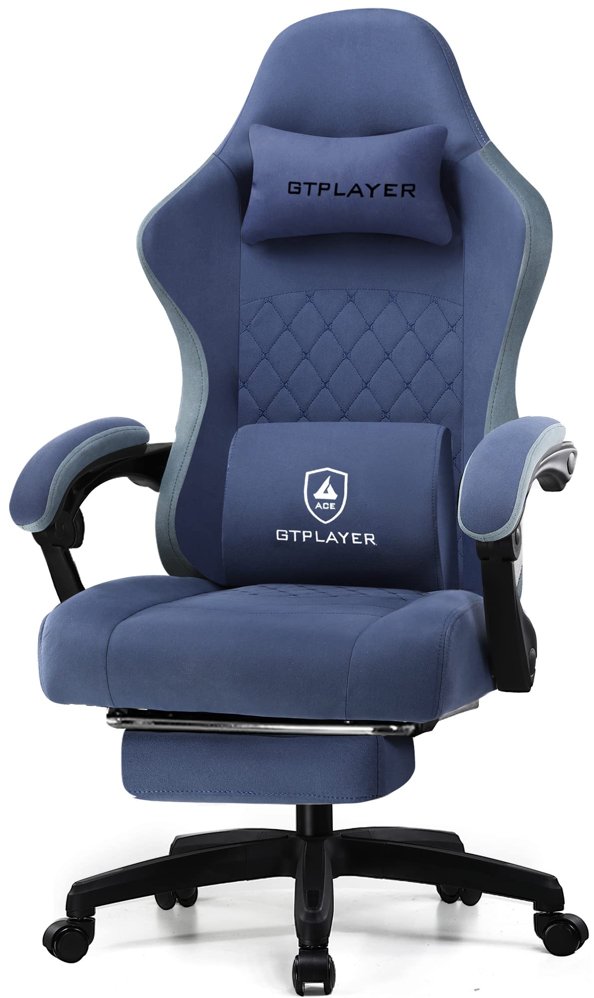 GTPLAYER Ergonomic Gaming Chair with Footrest - High Back Office Chair with Pocket Spring Cushion & Linkage Armrests, Lumbar Support Computer Desk Chair for Home & Office (Ocean Blue) - Perfect for Gamers, Remote Workers & Long Sitting Sessions