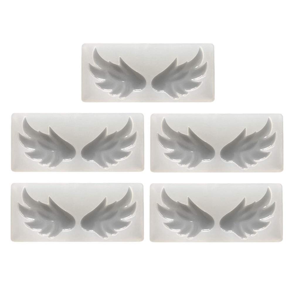 5pcs Wing Silicone Molds for DIY Jewelry, Chocolate, Gummies, Resin, Cookies & Pastry - Perfect for Necklace Pendants, Cake Decorations & Crafting Projects