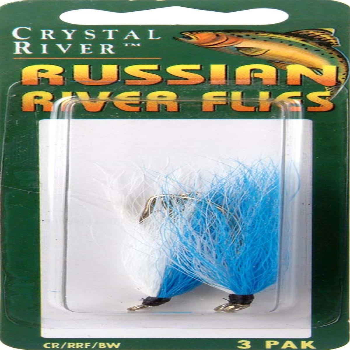 Premium Russian Fishing Flies - Crystal River Blue/White CR/RRF/BW with Sharp Hooks (3 Pack) | Ideal for Trout & Salmon Fly Fishing in Rivers & Streams