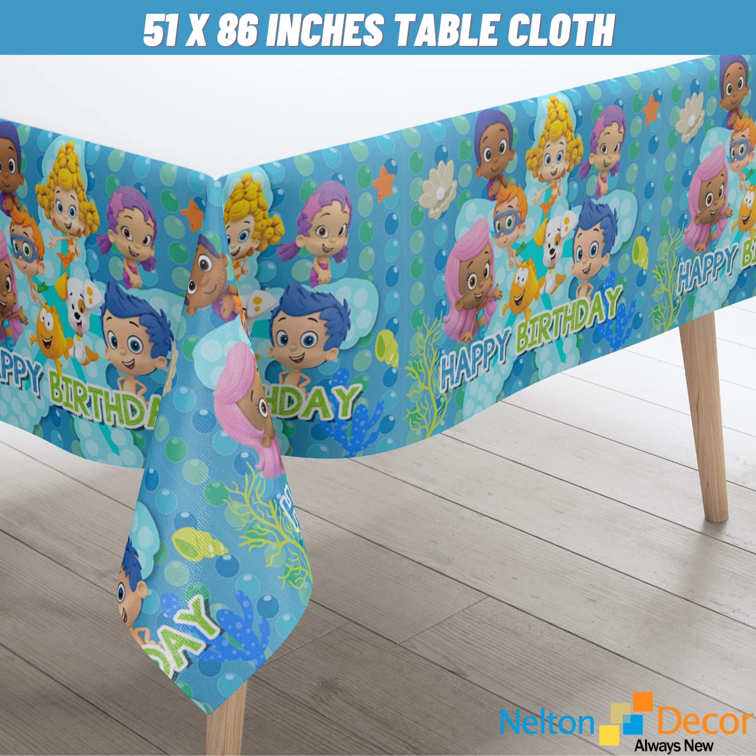 Nelton Bubble Birthday Party Kit - Backdrop, Banner, Cake Topper & Decorations for Kids Party