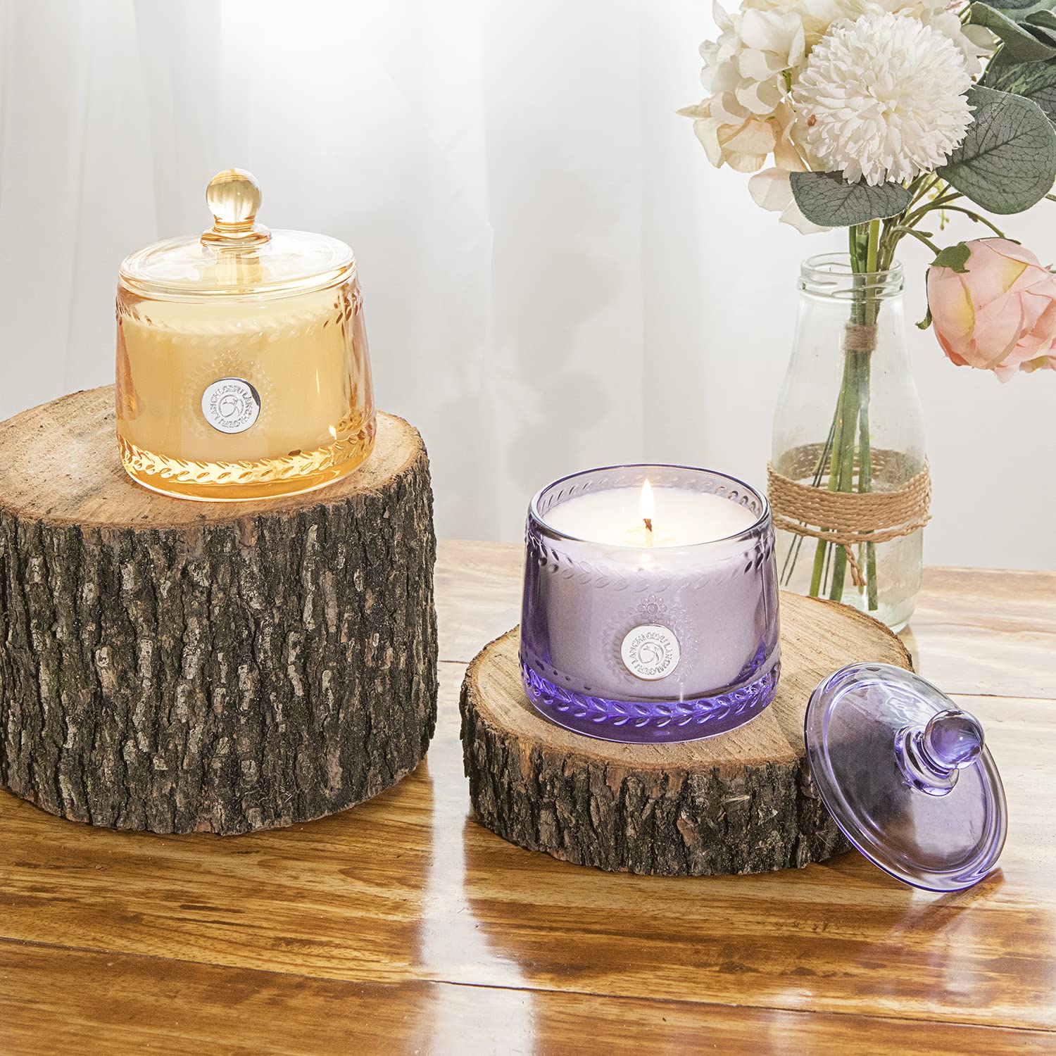 Chloefu LAN Gardenia Paradise Scented Candle - Natural Soy Wax Home Fragrance Candle with 55-Hour Burn Time in Elegant Glass Jar | Perfect for Relaxation, Romantic Dinners & Home Decor